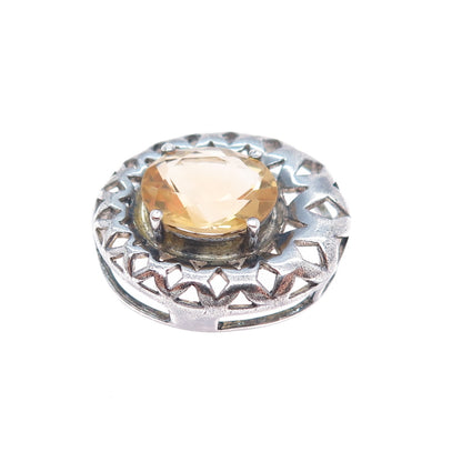 CLYDE DUNEIER CID 925 Sterling Vintage Real Citrine Oxidized Slide Charm Pendant