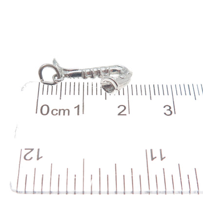 925 Sterling Silver Vintage Saxophone Minimalist 3D Charm Pendant