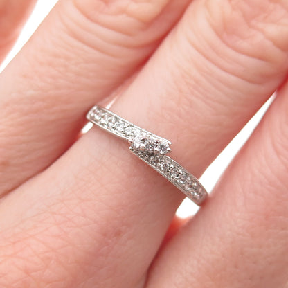925 Sterling Silver Round-Cut C Z Bypass Ring Size 7.25