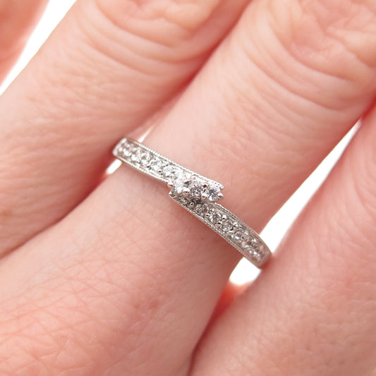 925 Sterling Silver Round-Cut C Z Bypass Ring Size 7.25