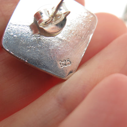 925 Sterling Silver 2-Tone Vintage Modernist Granulated Oxidized Earrings