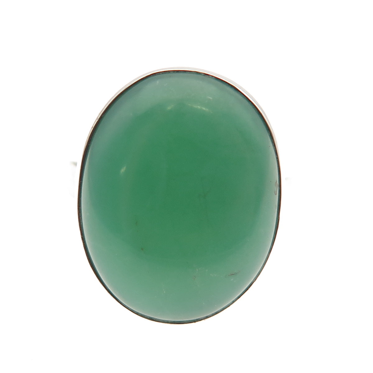 925 Sterling Silver Vintage Real Cabochon Chrysoprase Ring Size 8.75