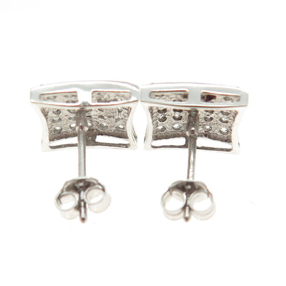 925 Sterling Silver Round-Cut C Z Princess Stud Earrings