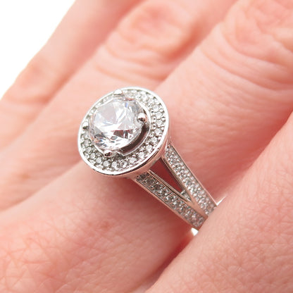 925 Sterling Silver Round-Cut C Z Engagement Ring Size 8