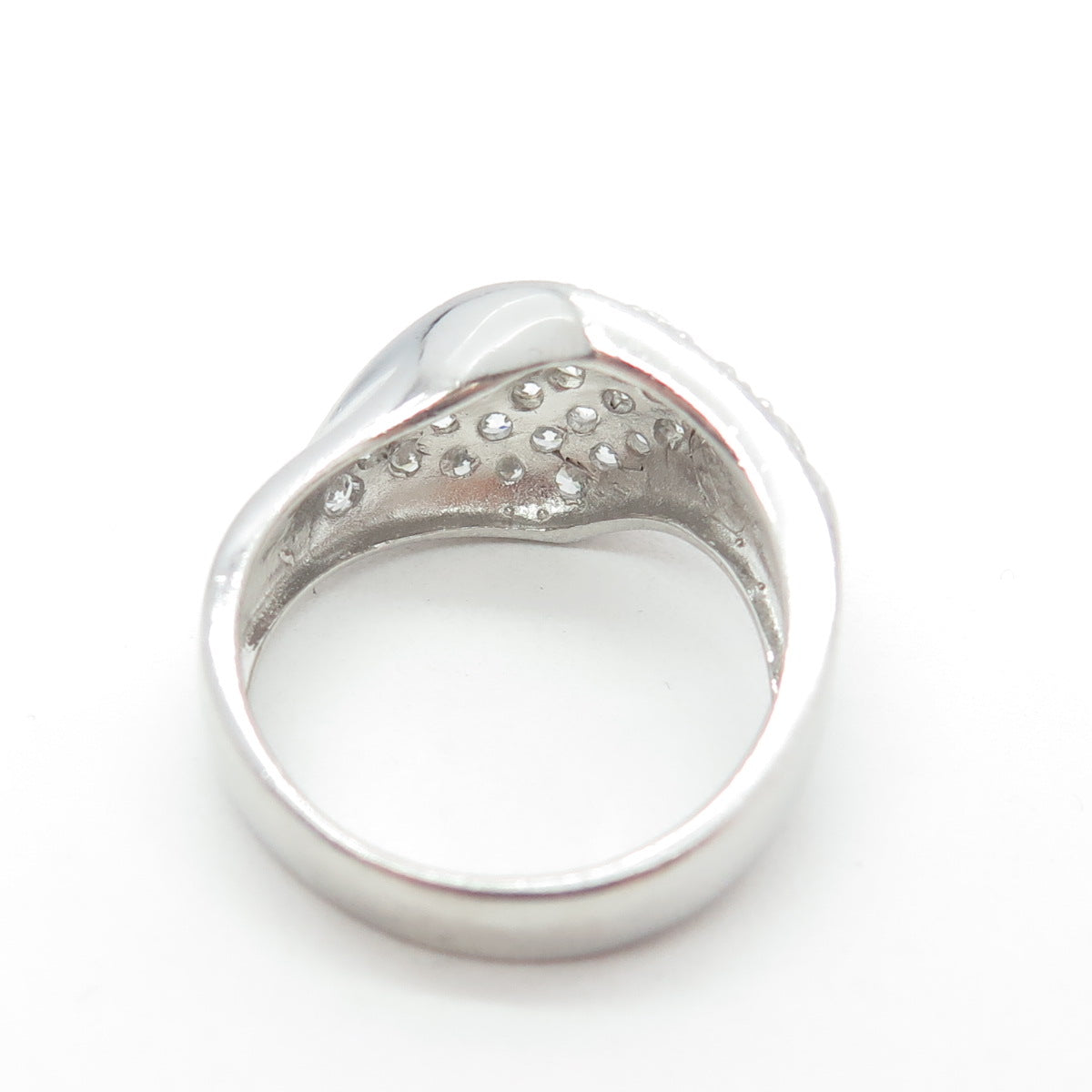 925 Sterling Silver Pave C Z Ring Size 8.25