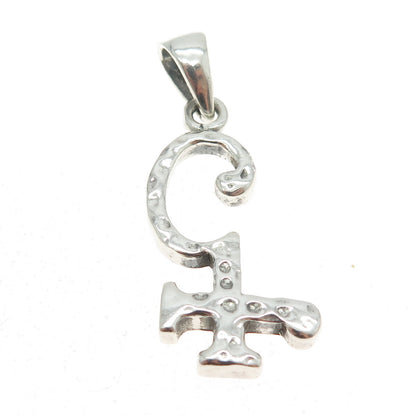 925 Sterling Silver Vintage Letter "Q" Initial Modernist Pendant