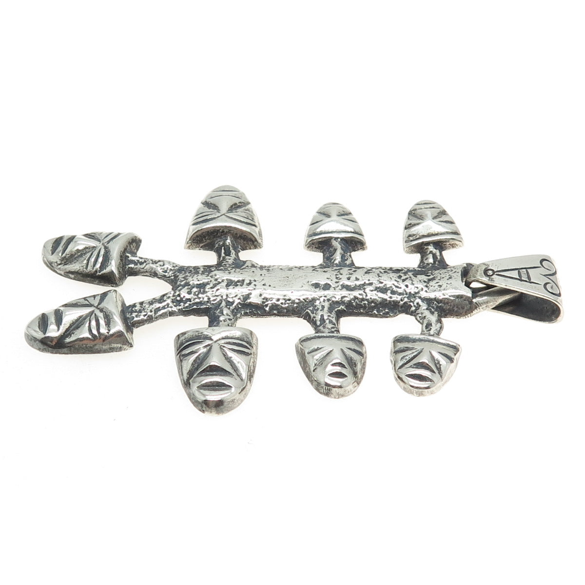 925 Sterling Silver Vintage Mexico Tribal Face Mask Pendant