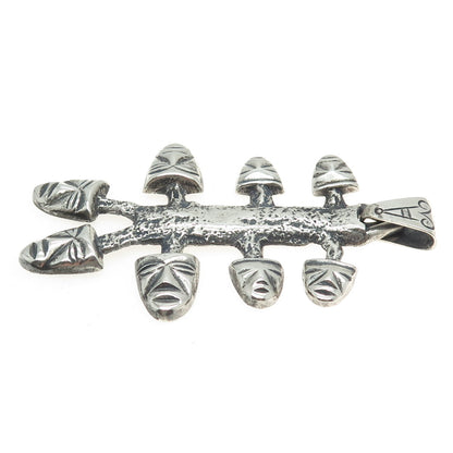 925 Sterling Silver Vintage Mexico Tribal Face Mask Pendant