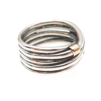 Pandora 925 Sterling Silver & Gold Accent Rope Crisscross Ring Size 7
