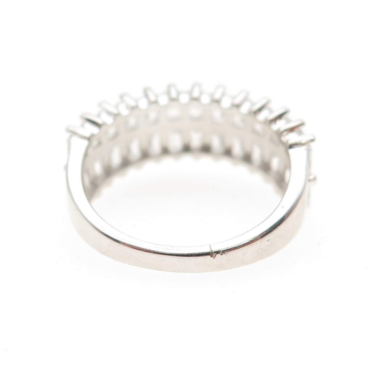 925 Sterling Silver Emerald-Cut C Z Half Eternity Ring Size 6