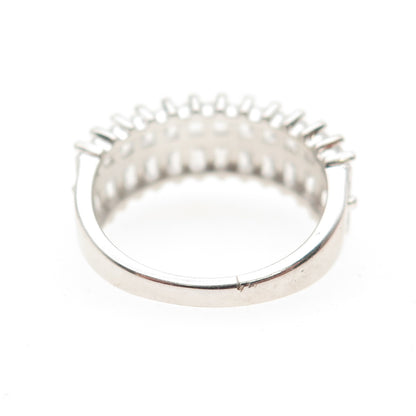 925 Sterling Silver Emerald-Cut C Z Half Eternity Ring Size 6