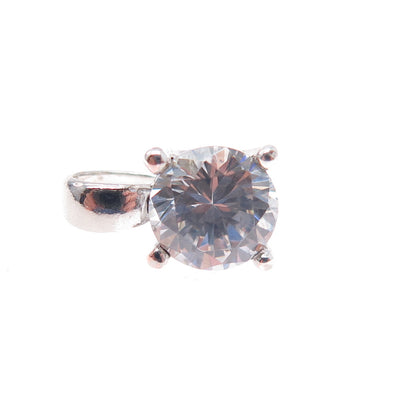 925 Sterling Silver Round-Cut C Z Mini Charm Pendant