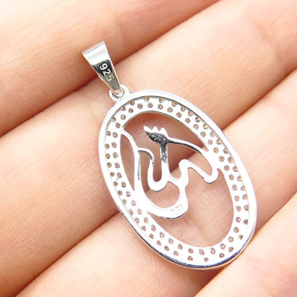 925 Sterling Silver Pave C Z Modernist Pendant