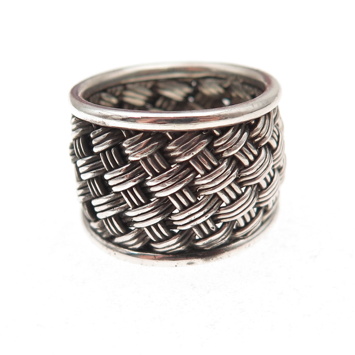 Suarti Bali 925 Sterling Silver Vintage Woven Oxidized Ring Size 7.25