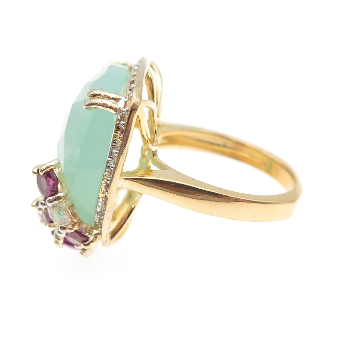 Carol Brodie 925 Sterling Gold Plated Real Chalcedony Topaz Amethyst Ring Size 6