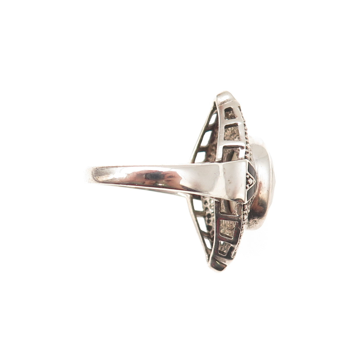 Nicky Butler Sterling Silver Vintage Enamel Real Moonstone Oxidized Ring Size 9