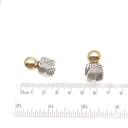 Vaubel 925 Sterling Silver 2-Tone Vintage 1999 Modernist Dangle Earrings
