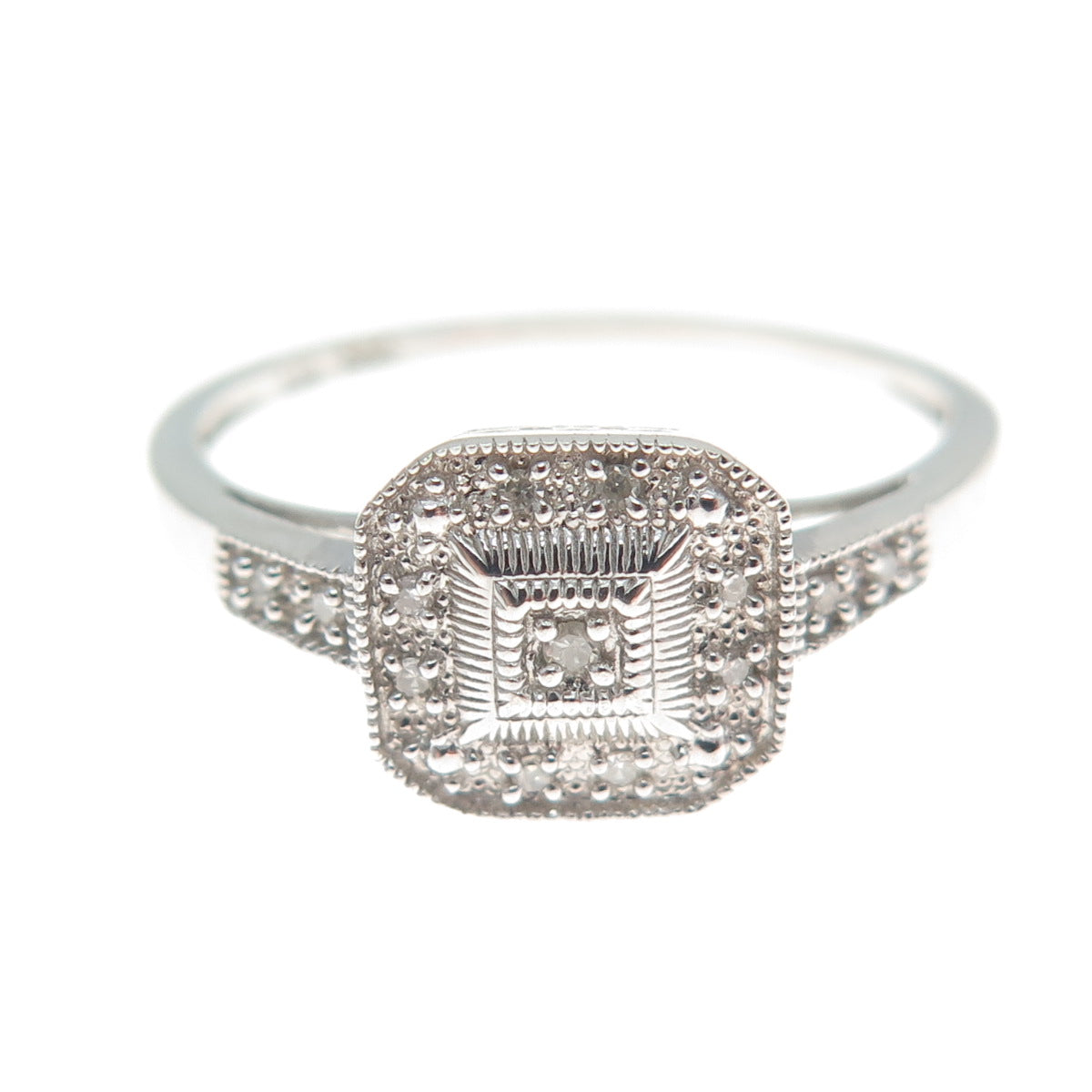 GDC Fine Jewelry 925 Sterling Silver Real Diamond Promise Ring Size 9.25