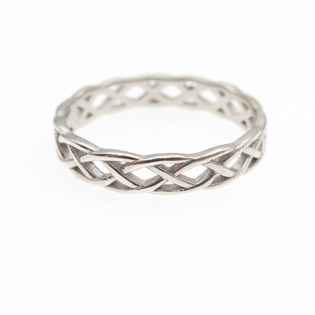 925 Sterling Silver Vintage Woven Band Ring Size 7