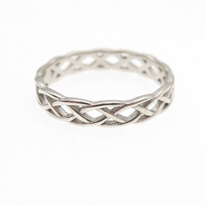 925 Sterling Silver Vintage Woven Band Ring Size 7