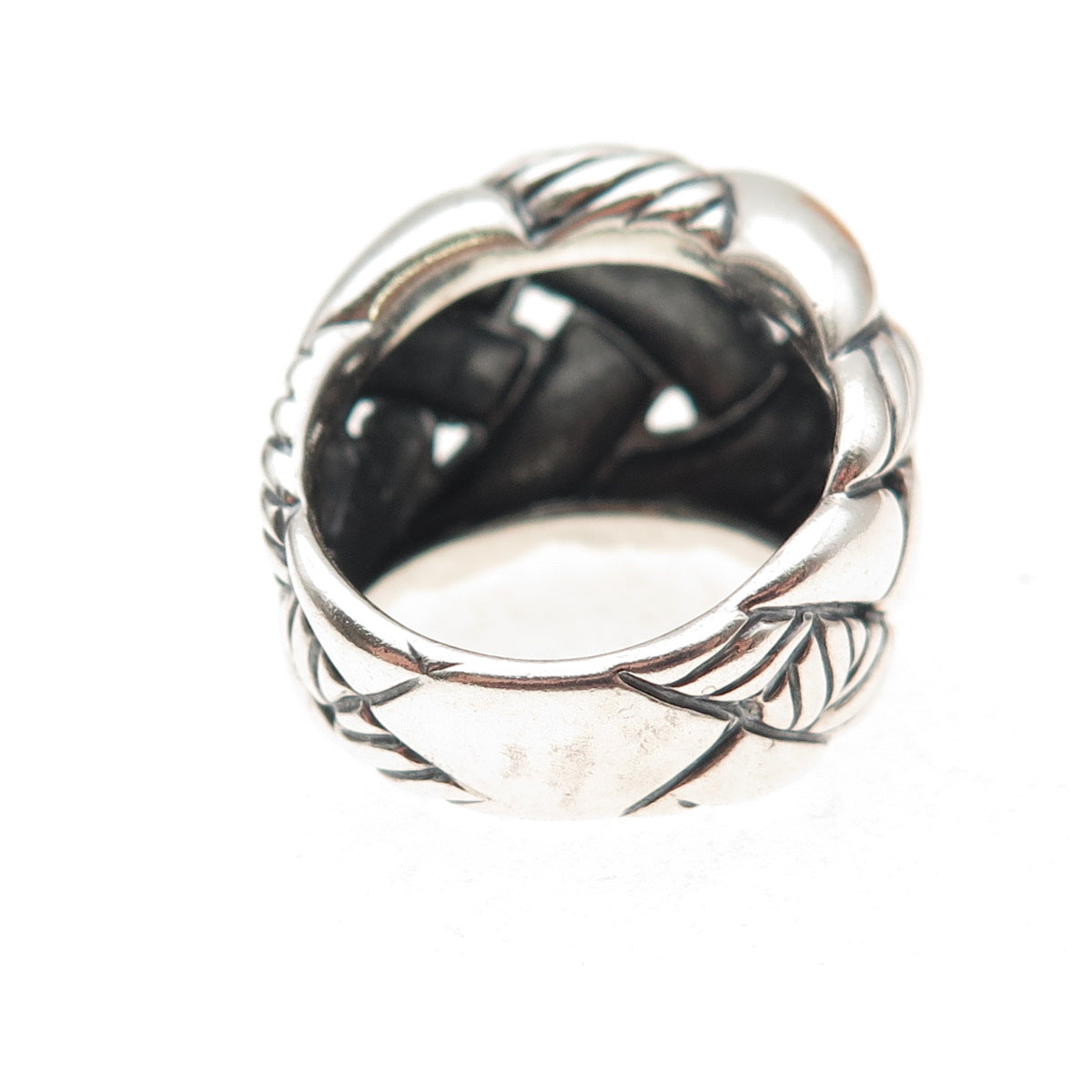 David Yurman 925 Sterling Silver Vintage Woven Oxidized Ring Size 7.25