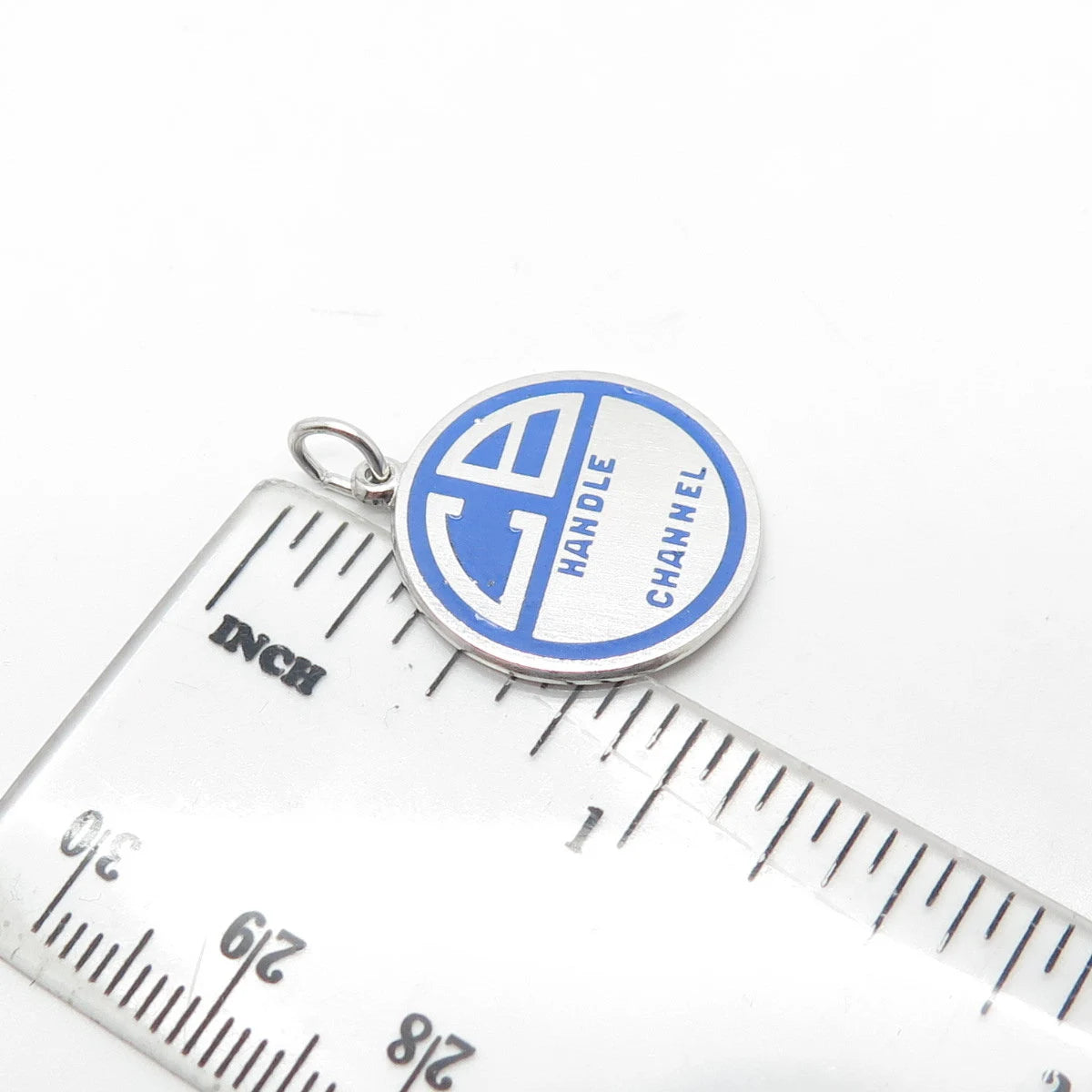 GRIFFITH & SONS 925 Sterling Silver Vintage Enamel Handle Channel Round Pendant