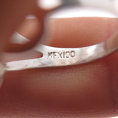 925 Sterling Silver Vintage Mexico Modernist Flower Ring Size 7.25