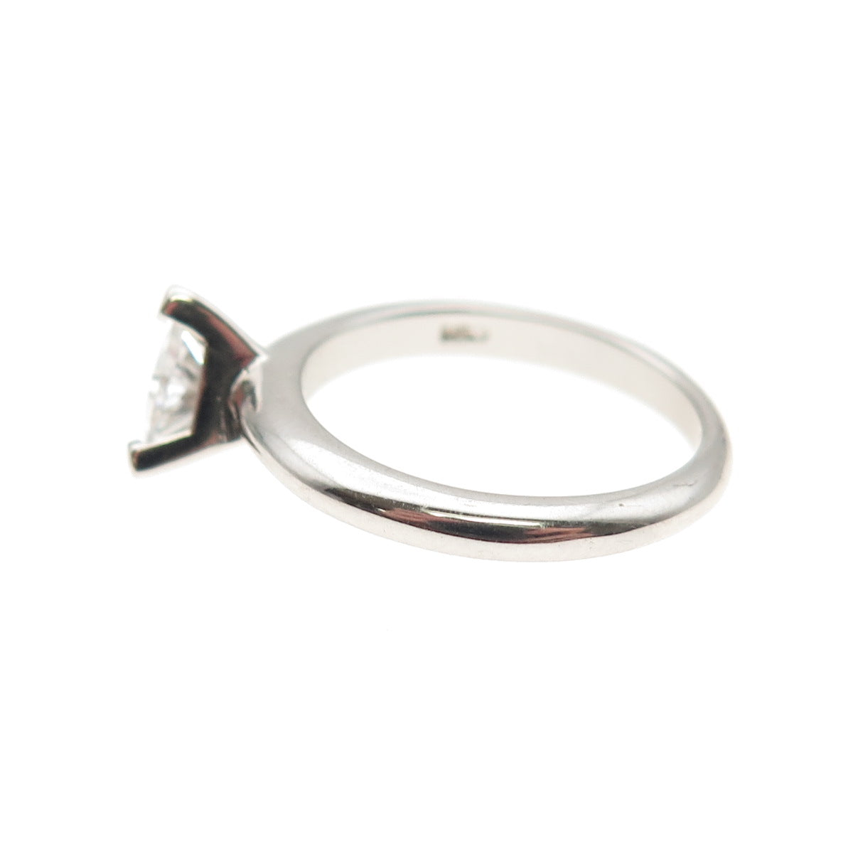 925 Sterling Silver Triangle-Cut C Z Engagement Ring Size 6