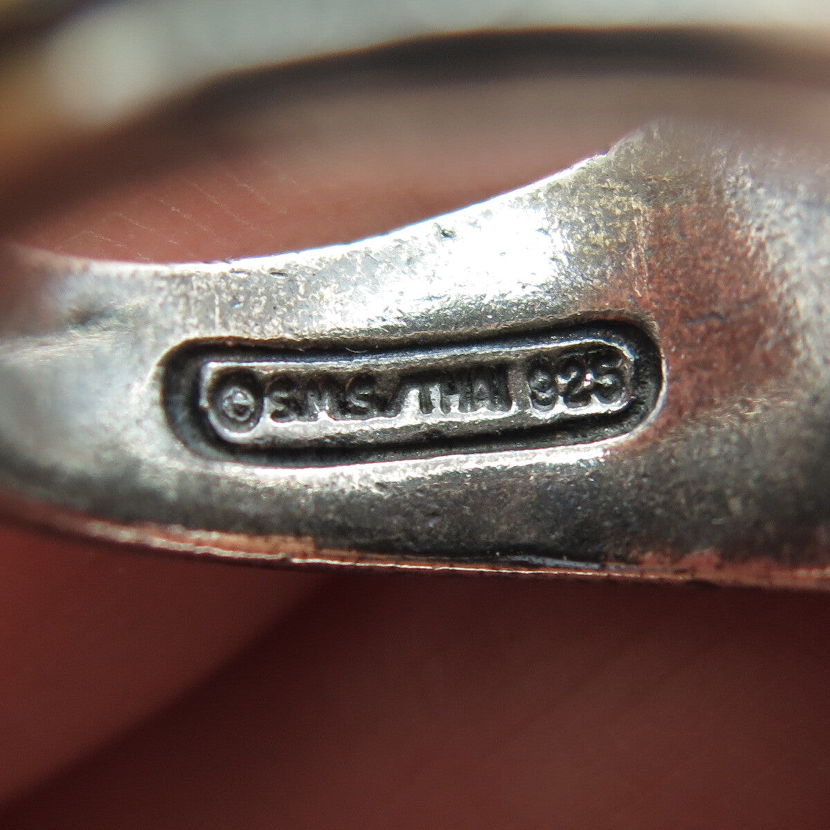 SMS 925 Sterling Silver Vintage Modernist Scroll Oxidized Ring Size 6.75
