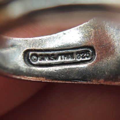 SMS 925 Sterling Silver Vintage Modernist Scroll Oxidized Ring Size 6.75
