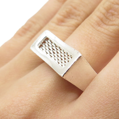 925 Sterling Silver Vintage Modernist Mesh Ring Size 8.25