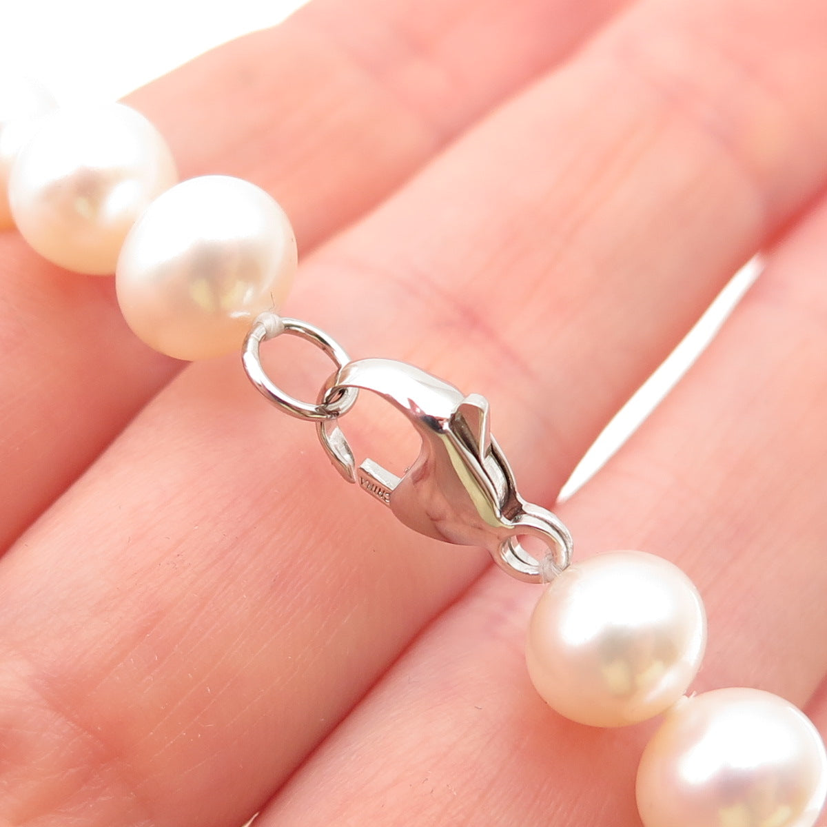 RL Richline 925 Sterling Silver Vintage Real Pearl Beaded Necklace 18"