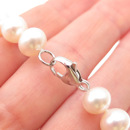 RL Richline 925 Sterling Silver Vintage Real Pearl Beaded Necklace 18"