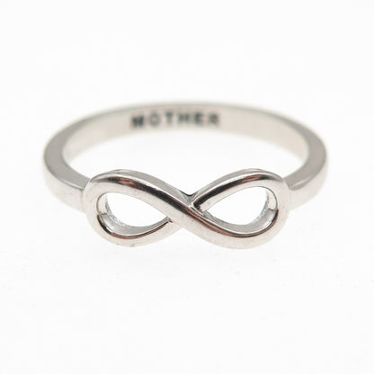 925 Sterling Silver Vintage Mother Infinity Ring Size 8