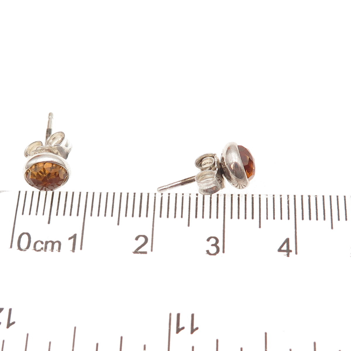 Pandora 925 Sterling Silver Real Citrine November Birthstone Stud Earrings
