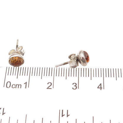 Pandora 925 Sterling Silver Real Citrine November Birthstone Stud Earrings