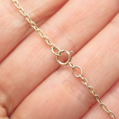 925 Sterling Silver 2-Tone Real Diamond & Chrome Diopside Chain Necklace 18"