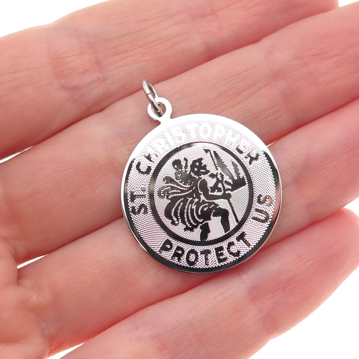 Griffith & Sons 925 Sterling Silver Vintage St. Christopher Charm Pendant