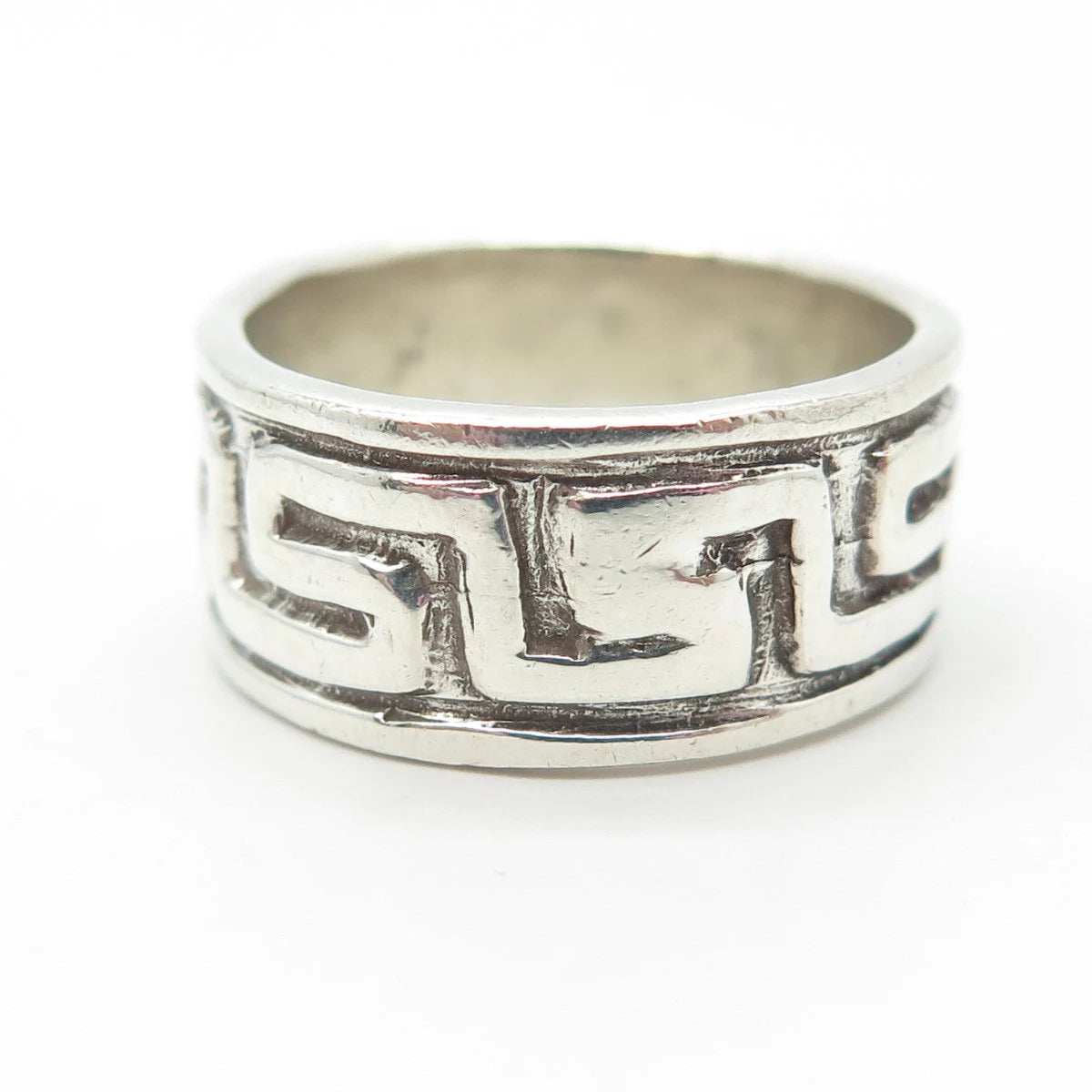 925 Sterling Silver Vintage Greek Maze Band Ring Size 8