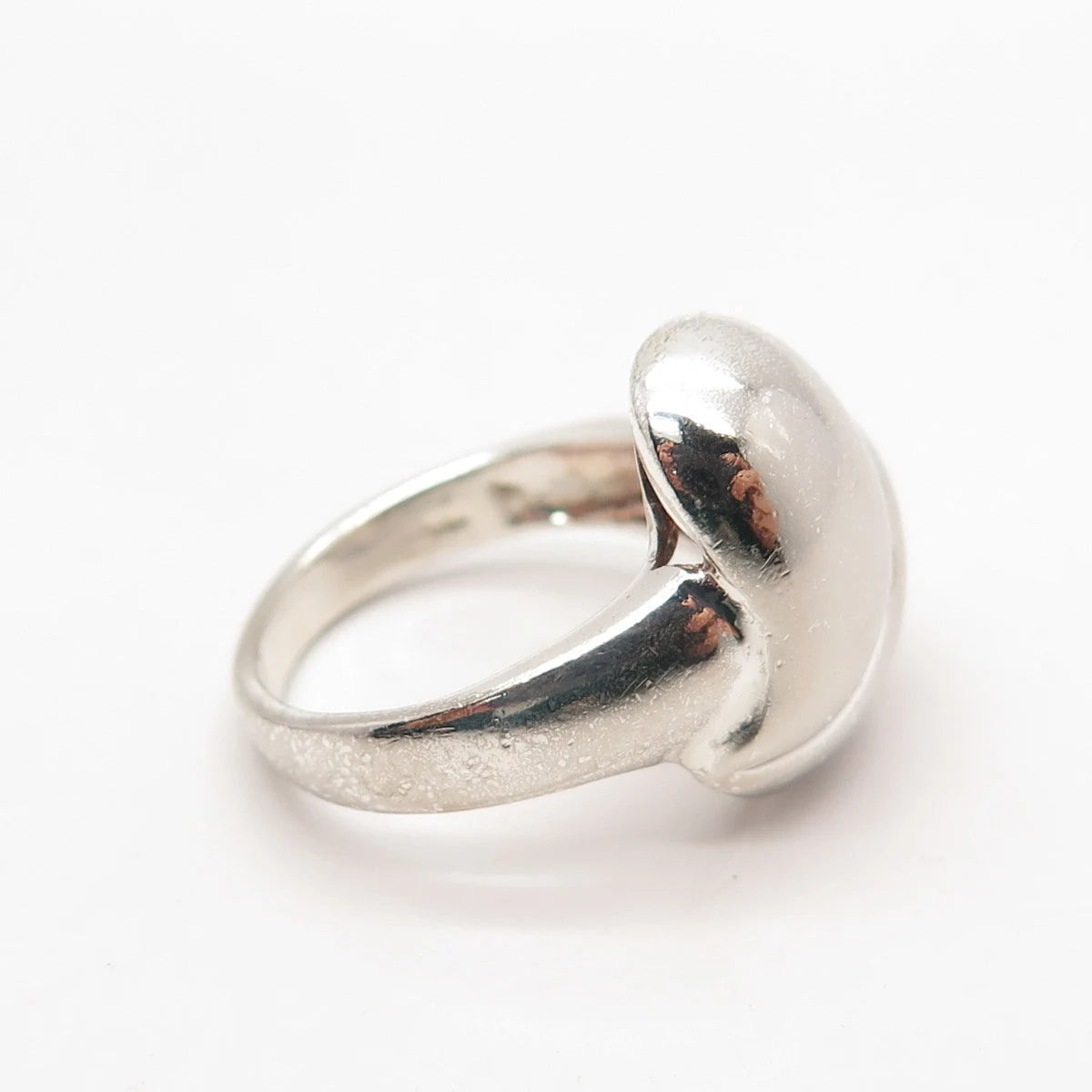 925 Sterling Silver Vintage Ribbed Heart Ring Size 7