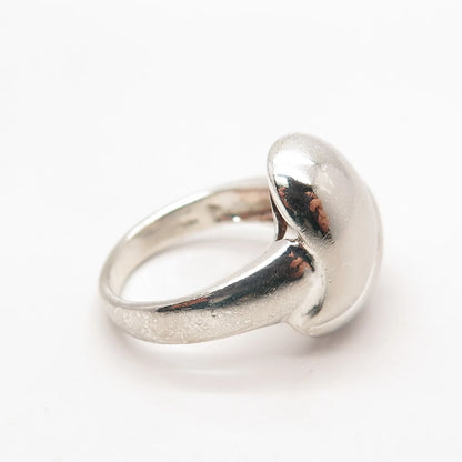 925 Sterling Silver Vintage Ribbed Heart Ring Size 7