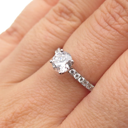 925 Sterling Silver Round-Cut C Z Engagement Ring Size 6.5