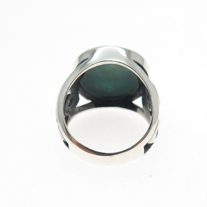 INDIGO 925 Sterling Silver Vintage Real Abalone Shell Spiral Ring Size 6.75
