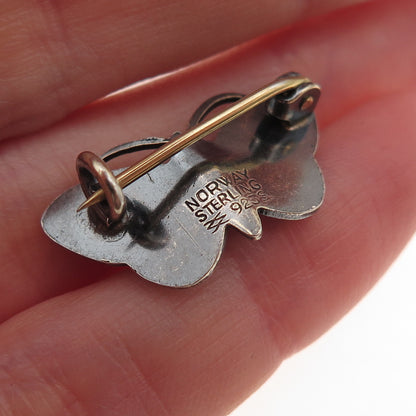 Aksel Holmsen 925S Sterling Silver Vintage Norway Enamel Butterfly Pin Brooch
