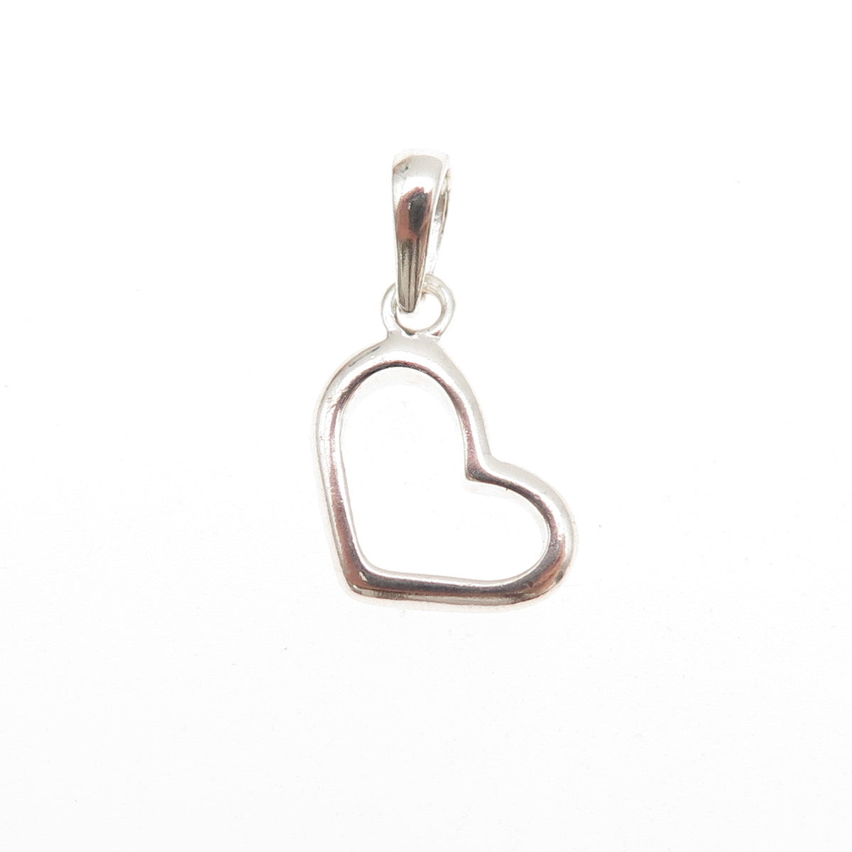 925 Sterling Silver Vintage Open Heart Mini Charm Pendant