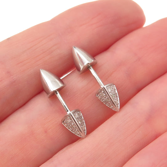 925 Sterling Silver Real Round-Cut Diamond Stud Earrings
