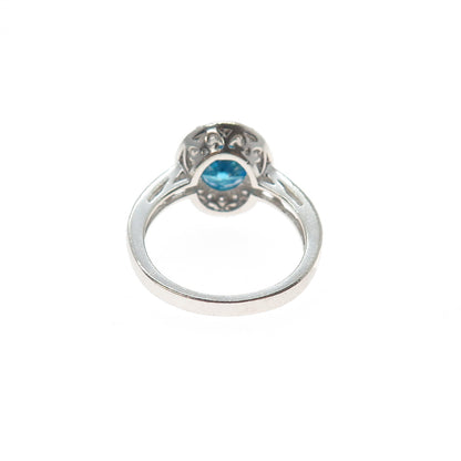 925 Sterling Silver Blue & White C Z Ring Size 5.25