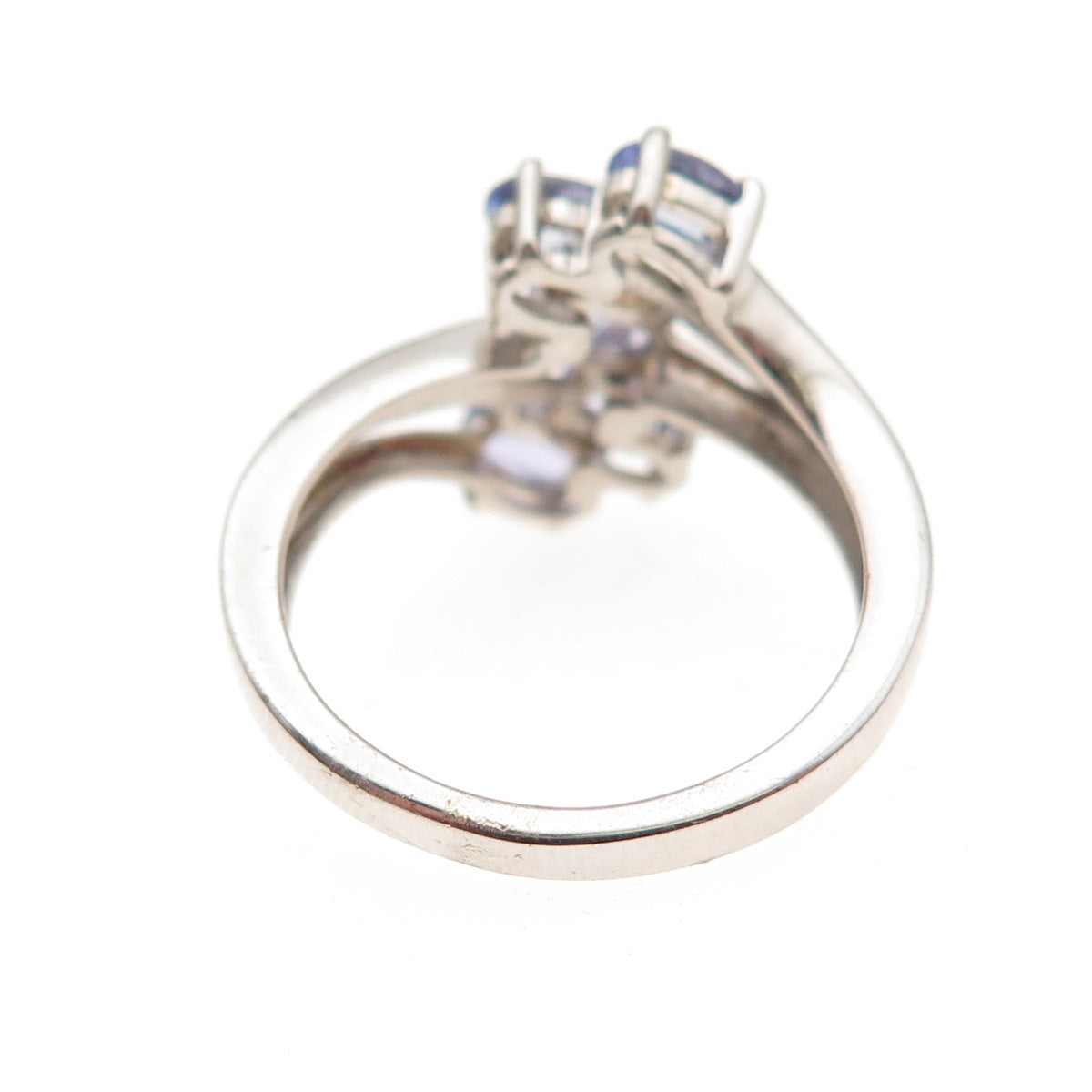 Chuck Clemency 925 Sterling Silver Real Oval-Cut Tanzanite Bypass Ring Size 6