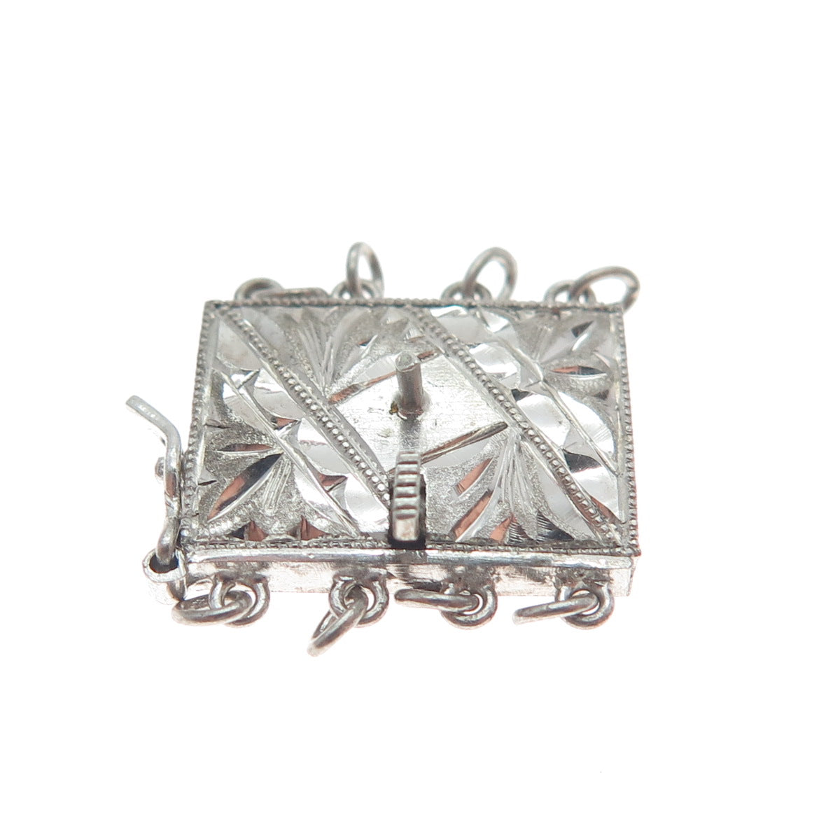 925 Sterling Silver Antique Engraved Lock Clasp for Bracelet / Necklace