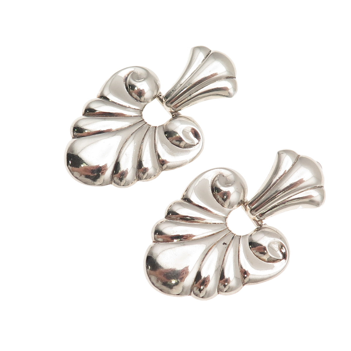 925 Sterling Silver Vintage Italy Floral Repousse Oxidized Dangle Earrings